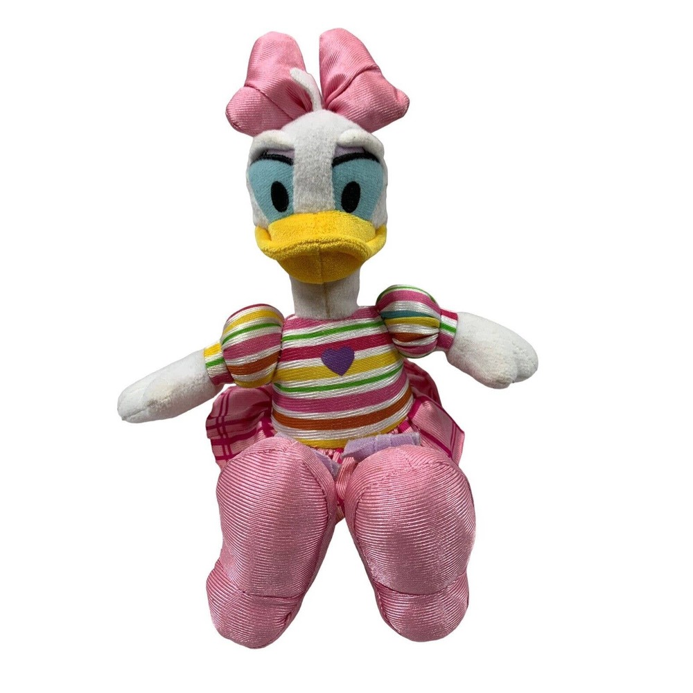Disney Daisy Duck Pink Bow Plush Stuffed Animal Toy
